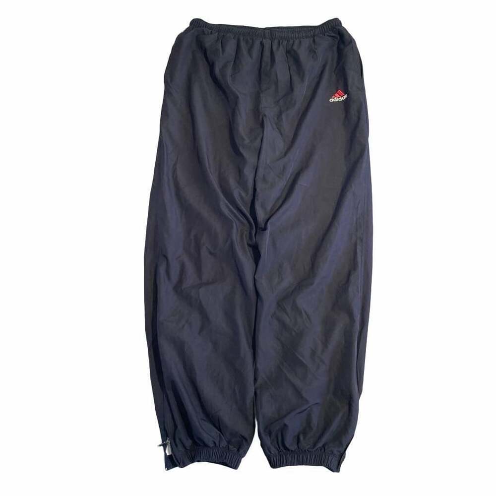 90s Adidas Vintage Nylon Track Pants Size L Black Cuffed Ankle